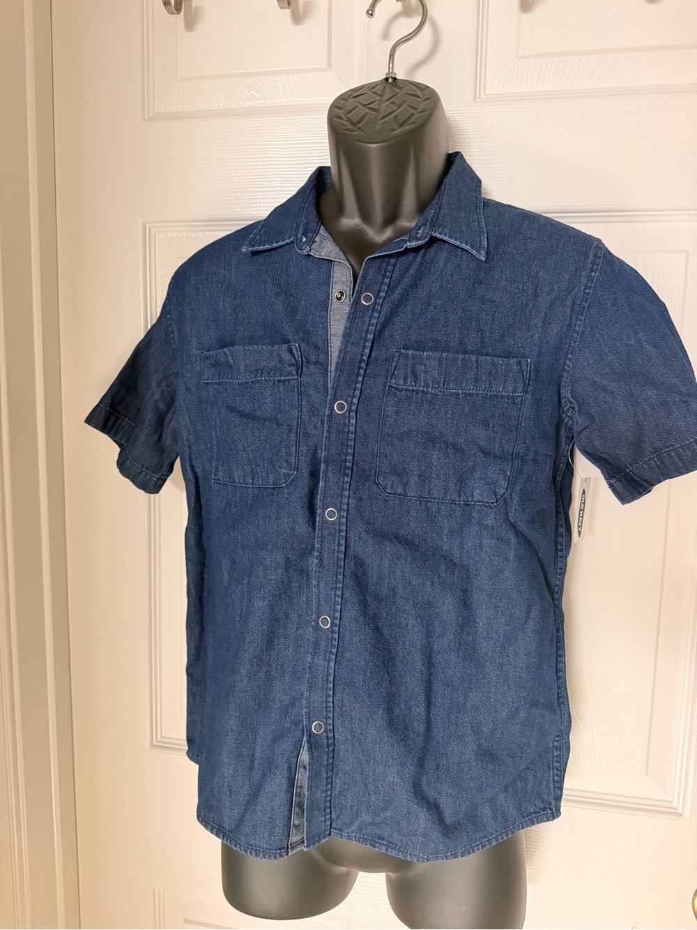 Old Navy Boy’s Short-Sleeve Denim Button-Down Shirt - Blue